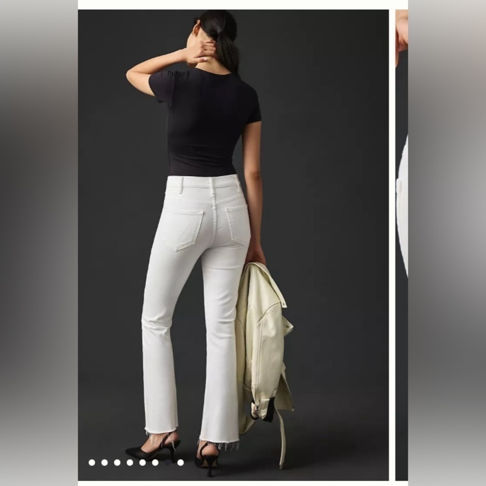 Size 33 MOTHER The Hustler High-Rise Ankle Fray corduroy white Jeans - Picture 3 of 10